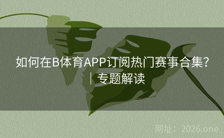 如何在B体育APP订阅热门赛事合集？｜专题解读