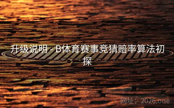 升级说明 - B体育赛事竞猜赔率算法初探